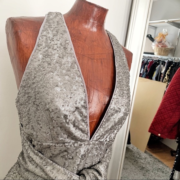 Harlyn Sequins Cocktail Silver Gray Dress Size M - Picture 6 of 8